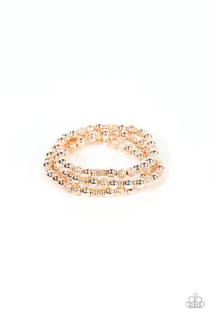 Boundless Boundaries - Rose Gold - Textured and Smooth Bead Paparazzi Stretchy Bracelet