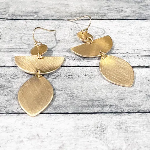 Brushed Metal Geometric Shaped Earrings (GOLD OR SILVER)
