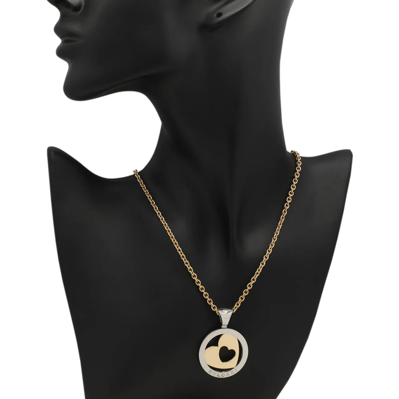 Bulgari 18K Yellow Gold & Stainless Steel Tondo Heart Pendant Necklace