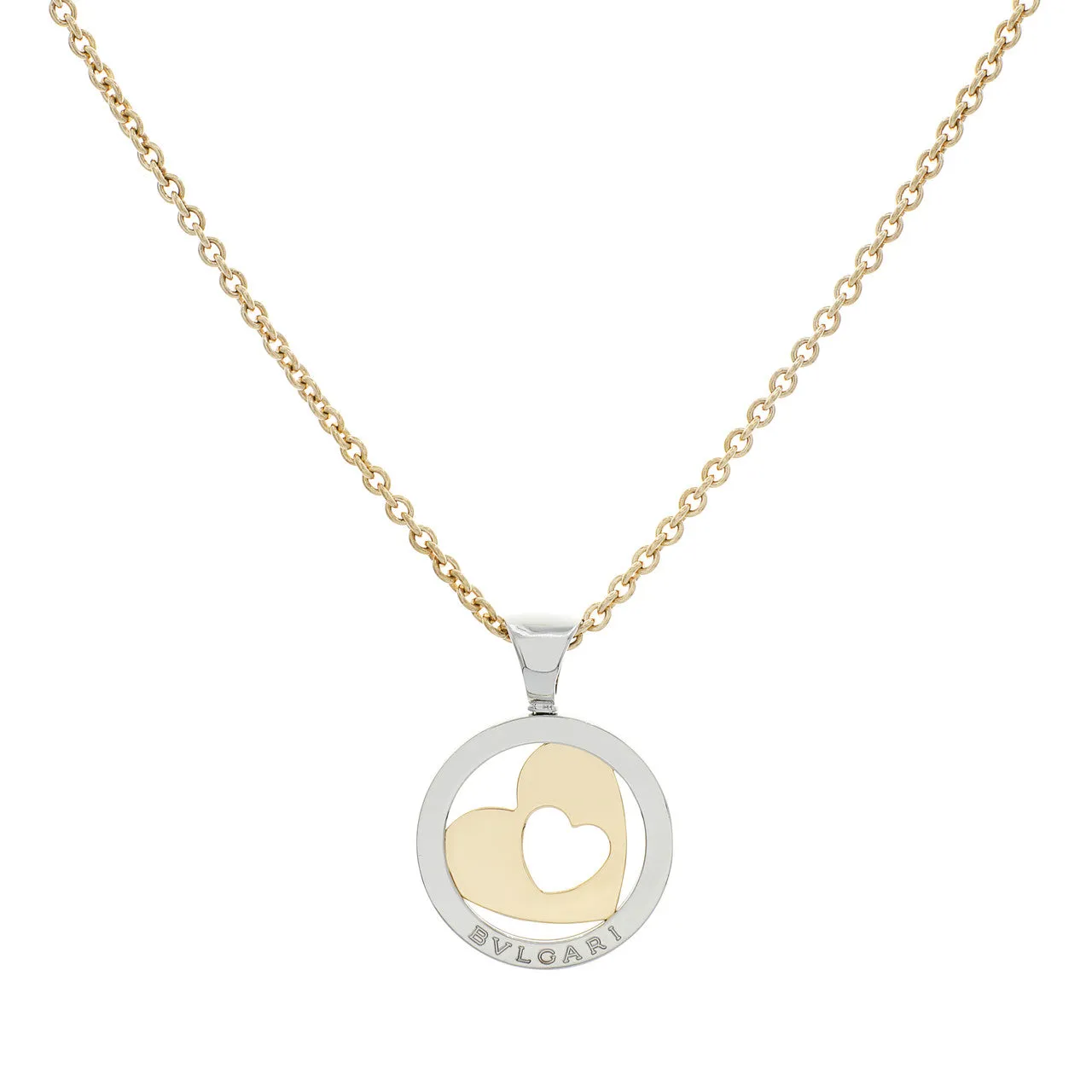 Bulgari 18K Yellow Gold & Stainless Steel Tondo Heart Pendant Necklace