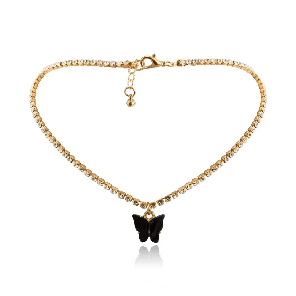 Butterfly Pendant Charm Necklace Cute Acrylic Necklace Butterfly Shape Jewelry for Women and Girls Fashion Simple Style Cute Butterfly Pedant Necklace for Women Simple Neck Collar Choker Necklace Jewelry For Women