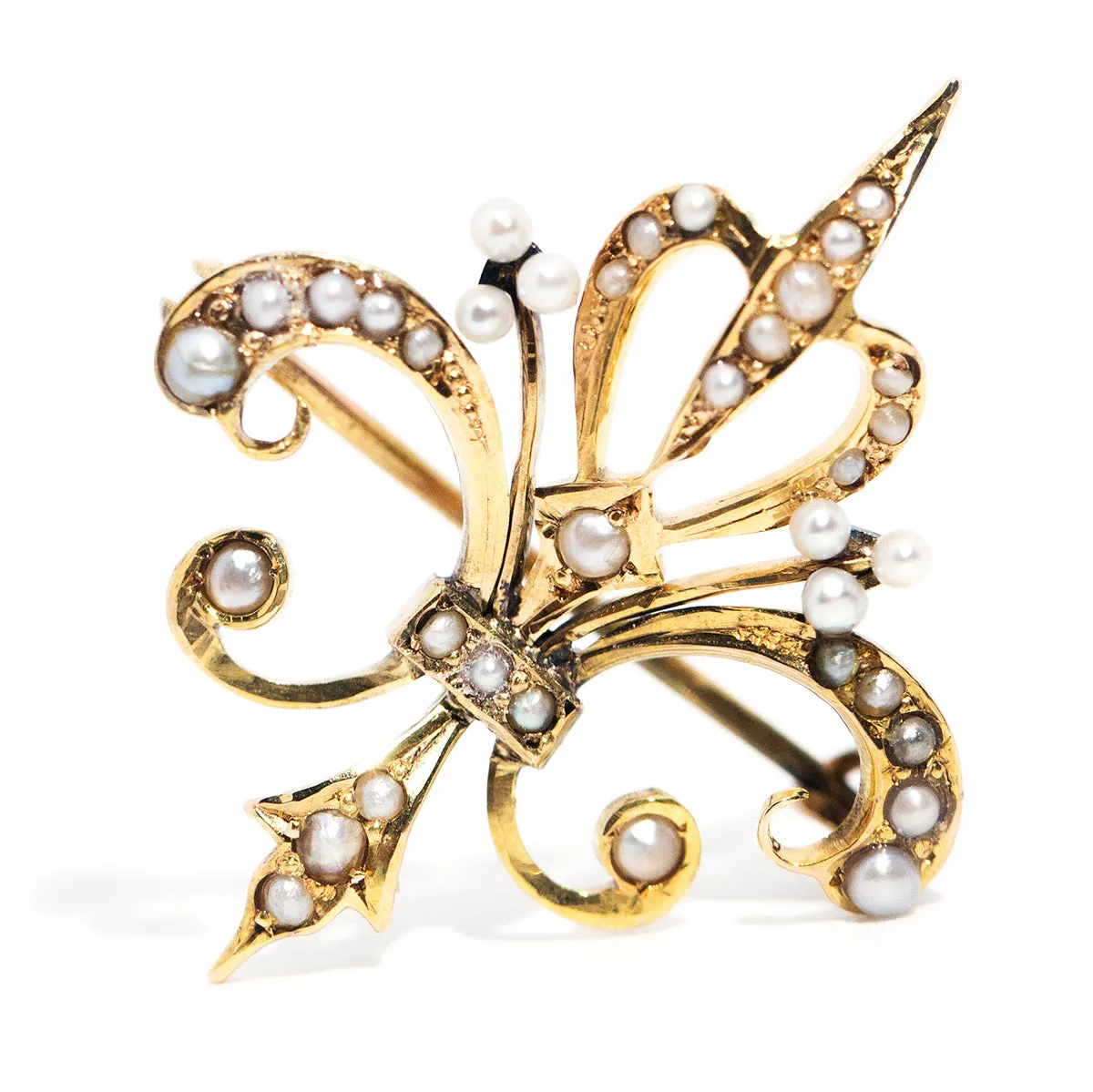 Camille Circa 1880s Antique Seed Pearl Brooch