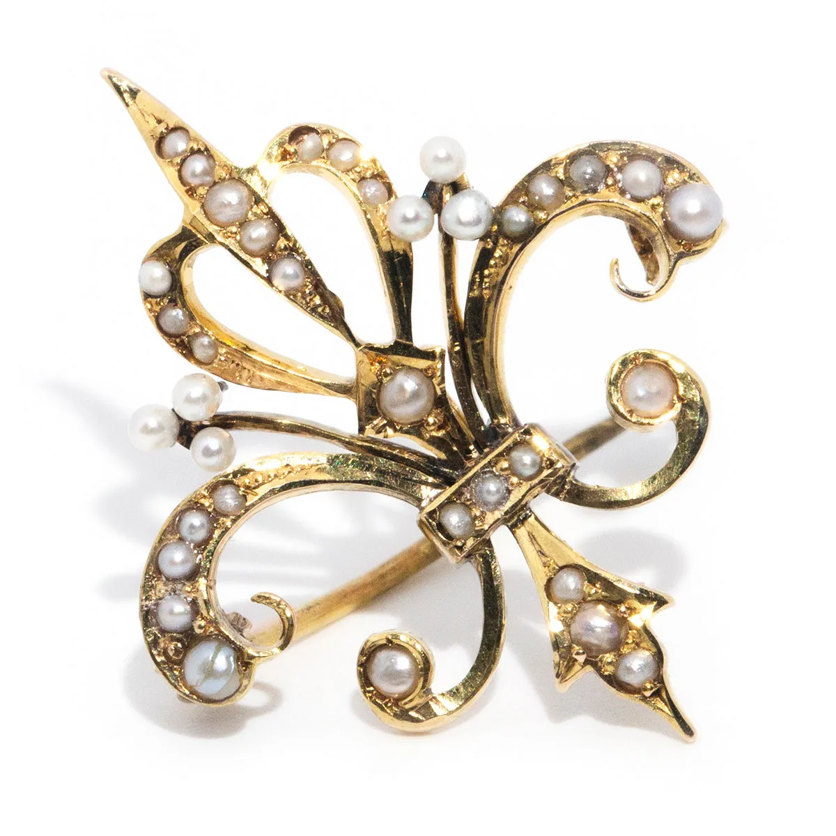 Camille Circa 1880s Antique Seed Pearl Brooch