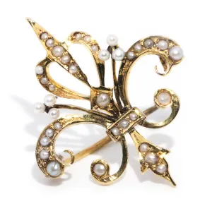 Camille Circa 1880s Antique Seed Pearl Brooch