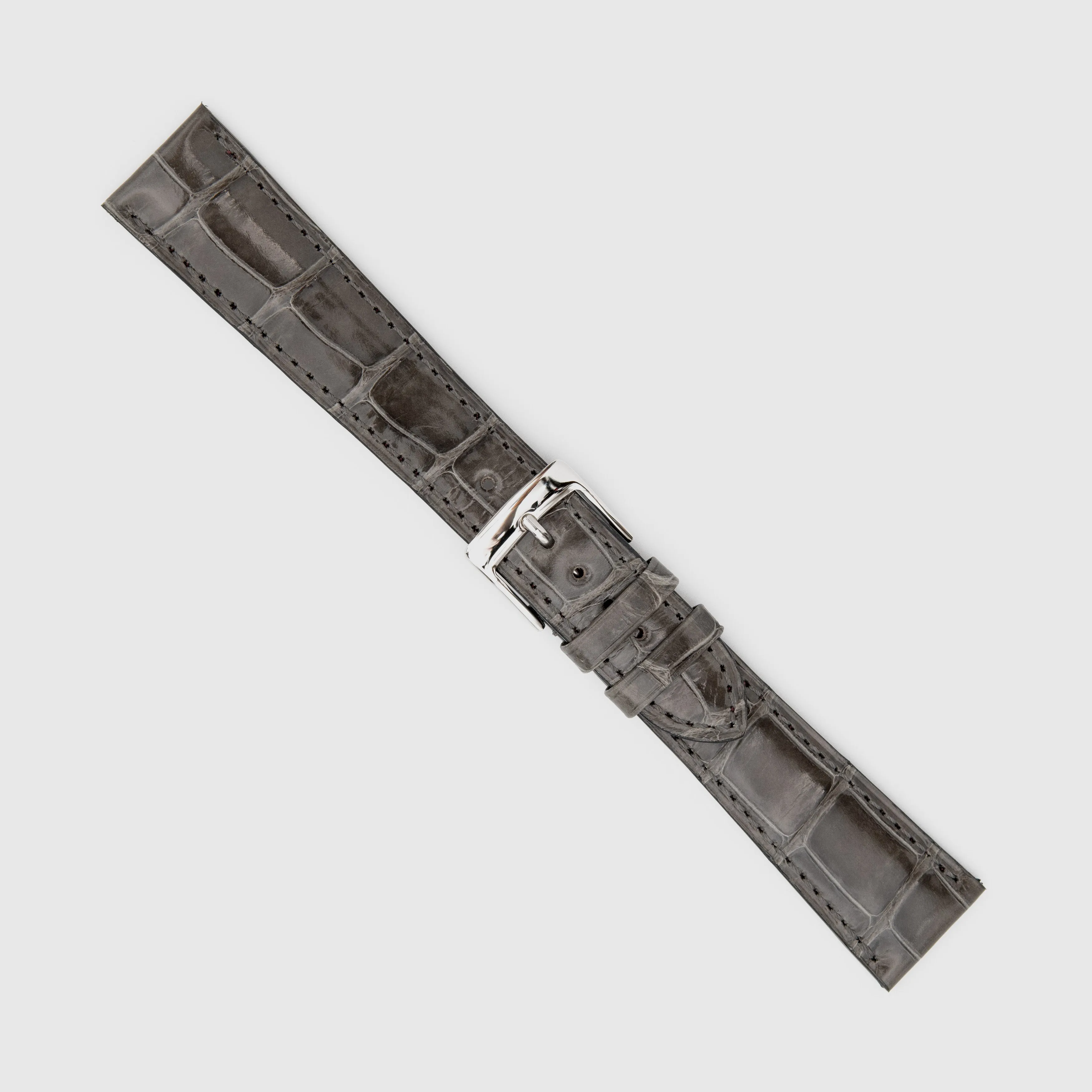Camille Fournet Strap Alligator Glossy Square Scales Dark Gray (Multiple Sizes)