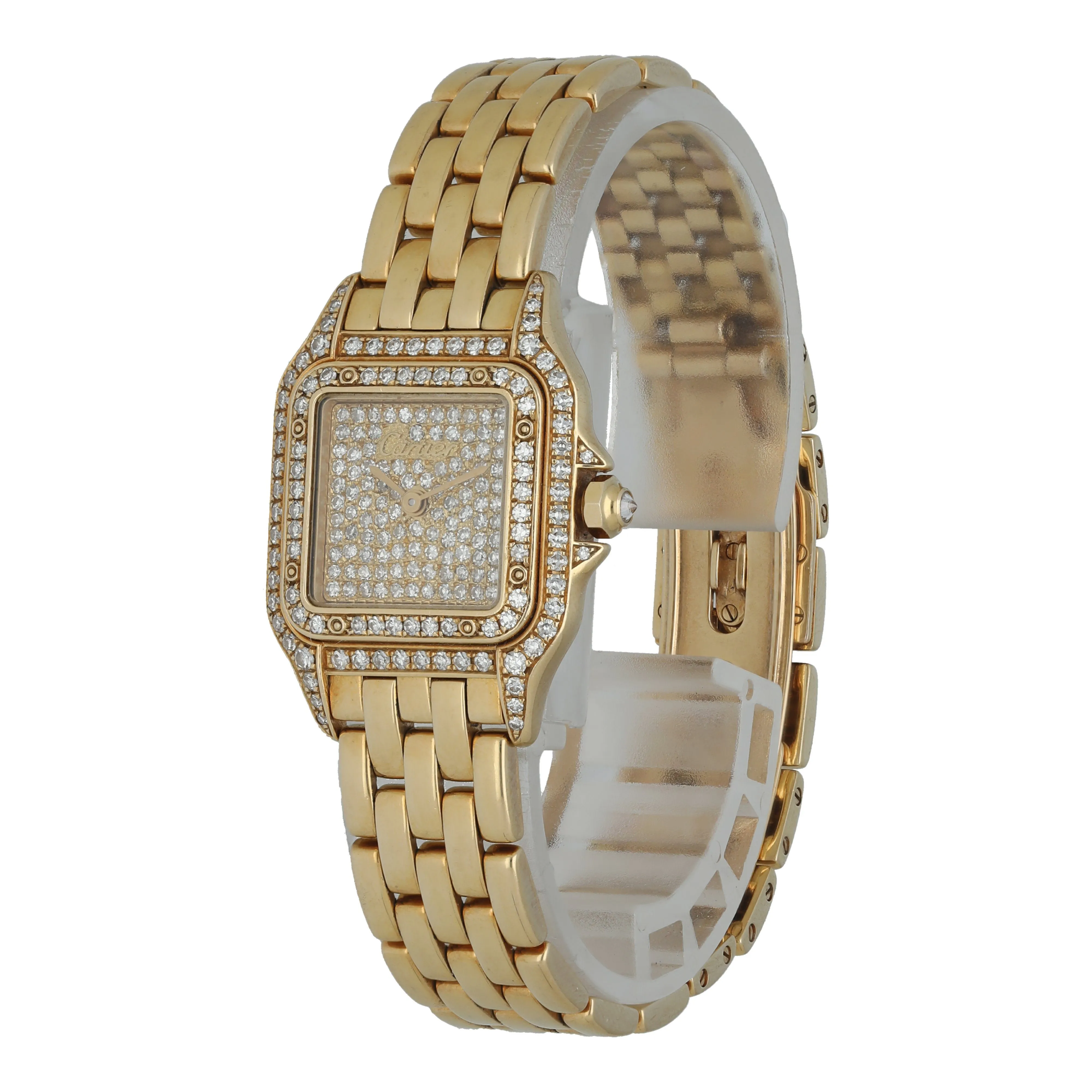 Cartier Panthere 1280 2 Yellow Gold Ladies Diamond Watch