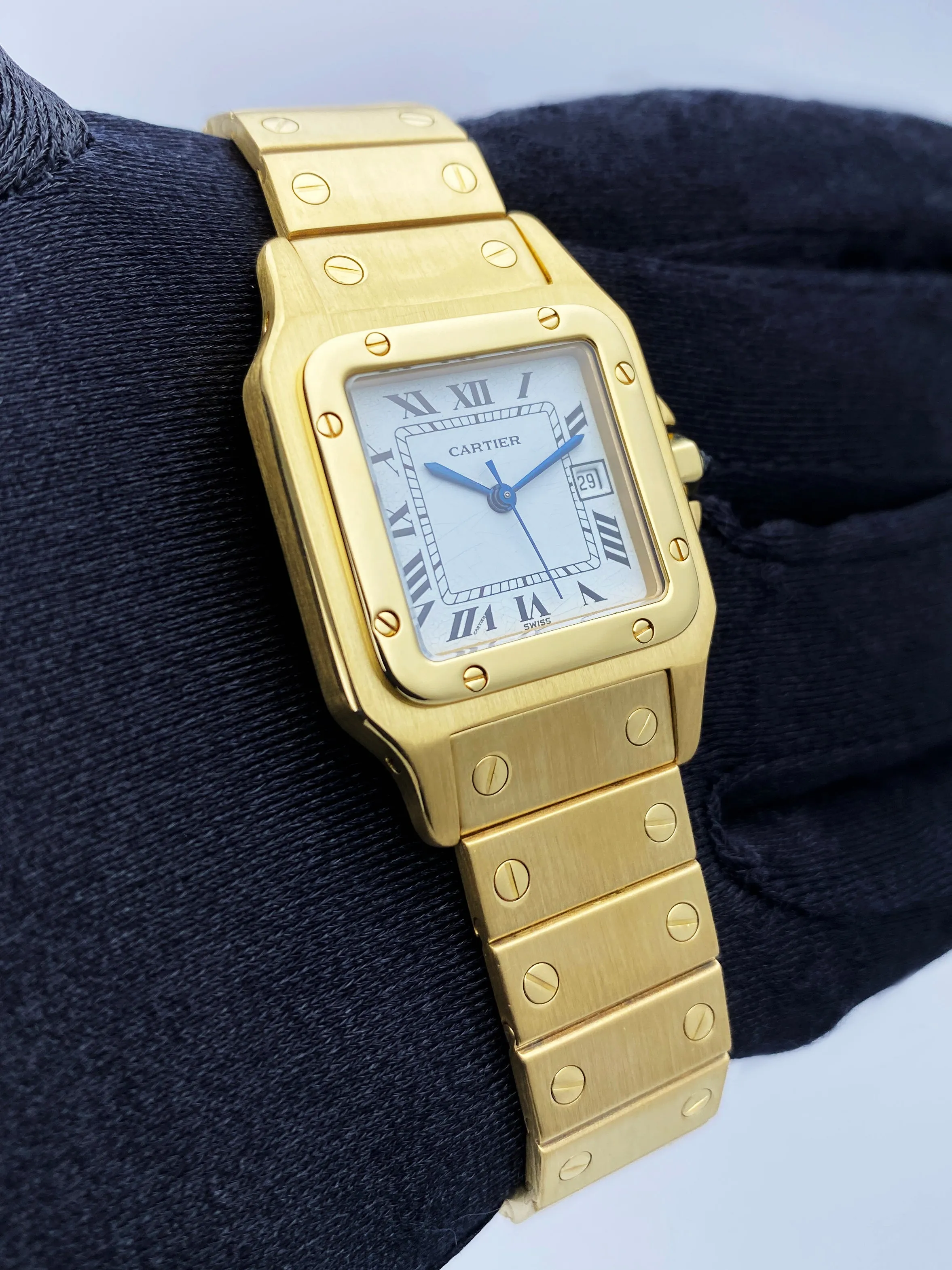 Cartier Santos 18K Yellow Gold Mens Watch