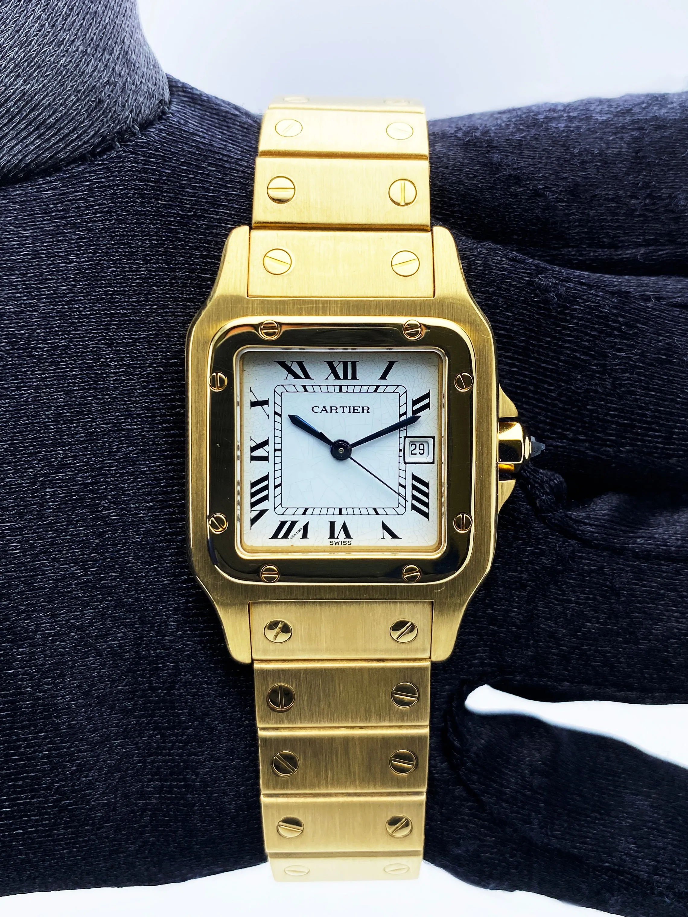 Cartier Santos 18K Yellow Gold Mens Watch