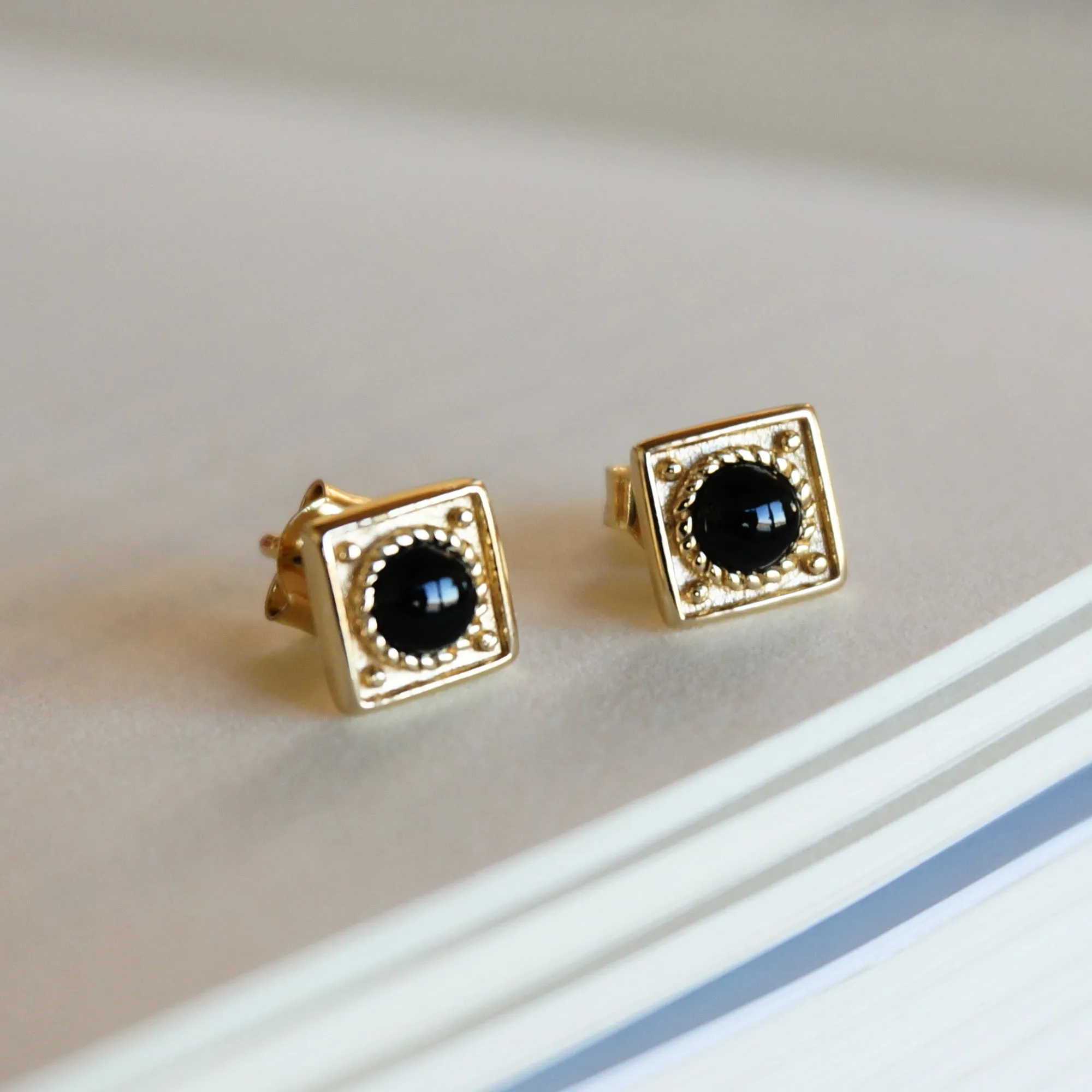Catalina 18k Gold Earrings - Onyx