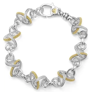Caviar Lux Two-Tone Link Diamond Bracelet