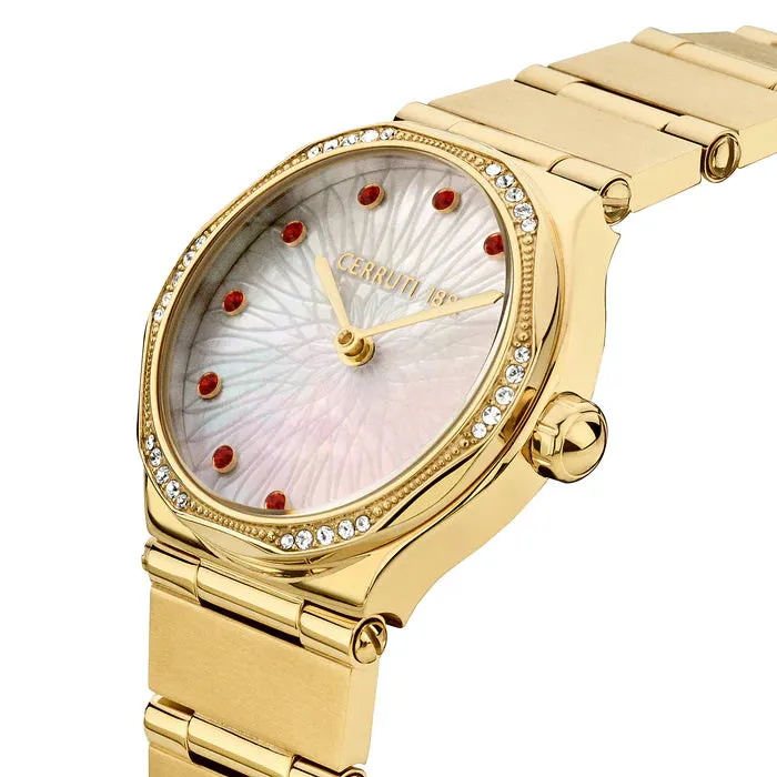 Cerruti 1881 Rendinara Ladies White MOP Gold Stainless Steel Watch