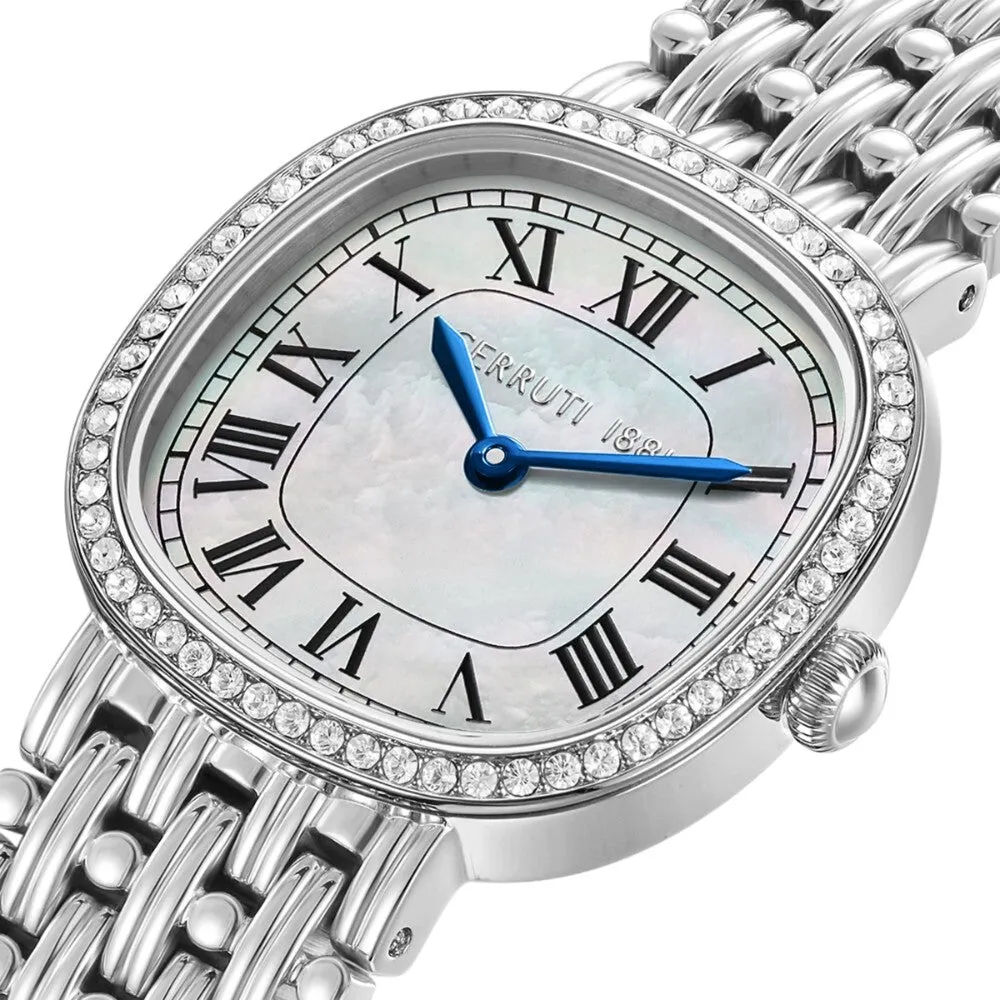 Cerruti Gresta Ladies White Mother-of-Pearl Dial Stainless Steel Watch