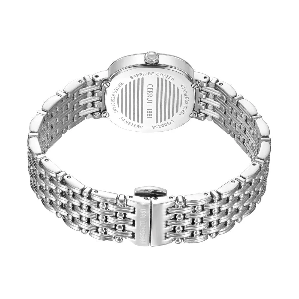 Cerruti Gresta Ladies White Mother-of-Pearl Dial Stainless Steel Watch