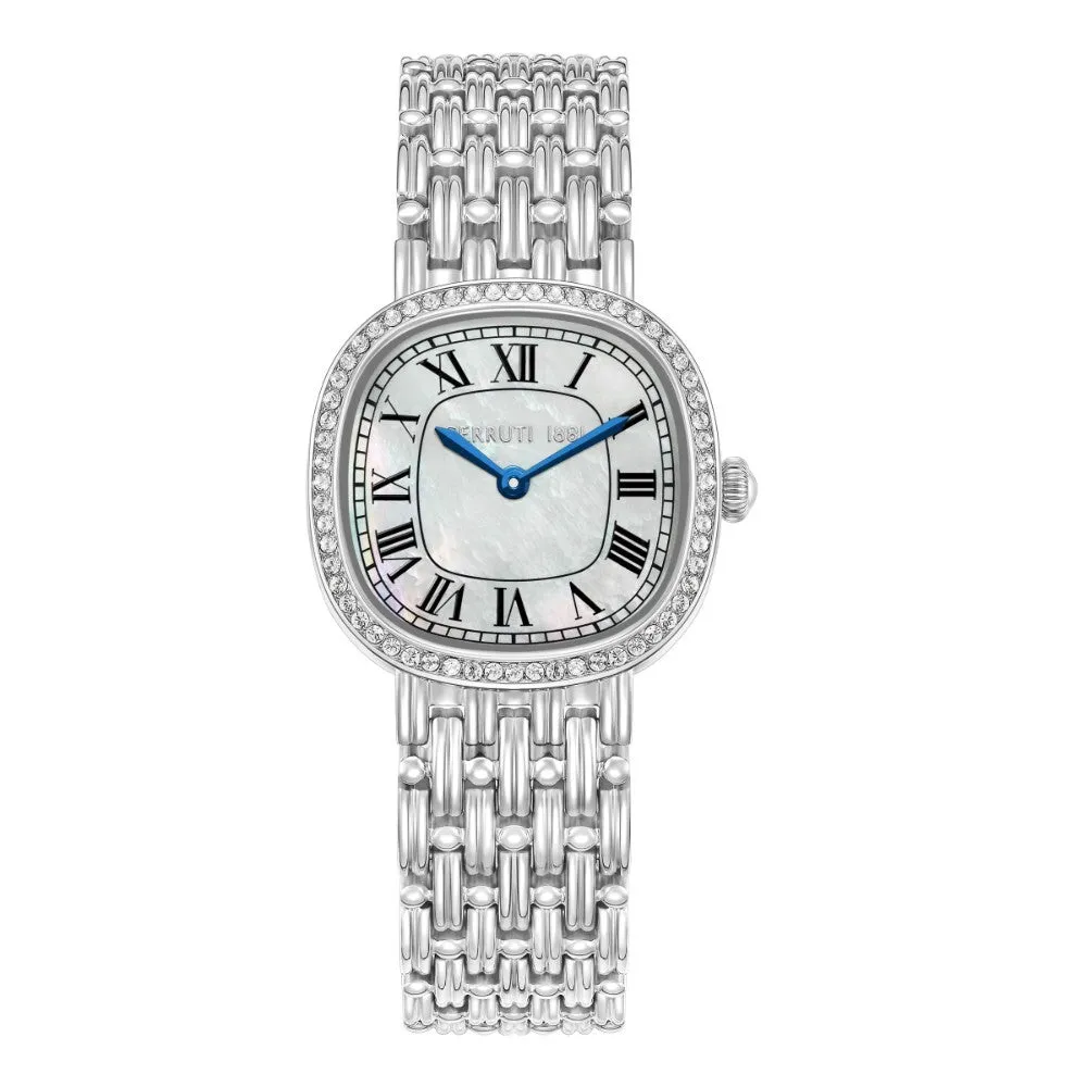 Cerruti Gresta Ladies White Mother-of-Pearl Dial Stainless Steel Watch