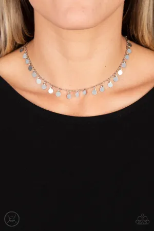 Champagne Catwalk - Silver - Tiny Disc Paparazzi Choker Necklace