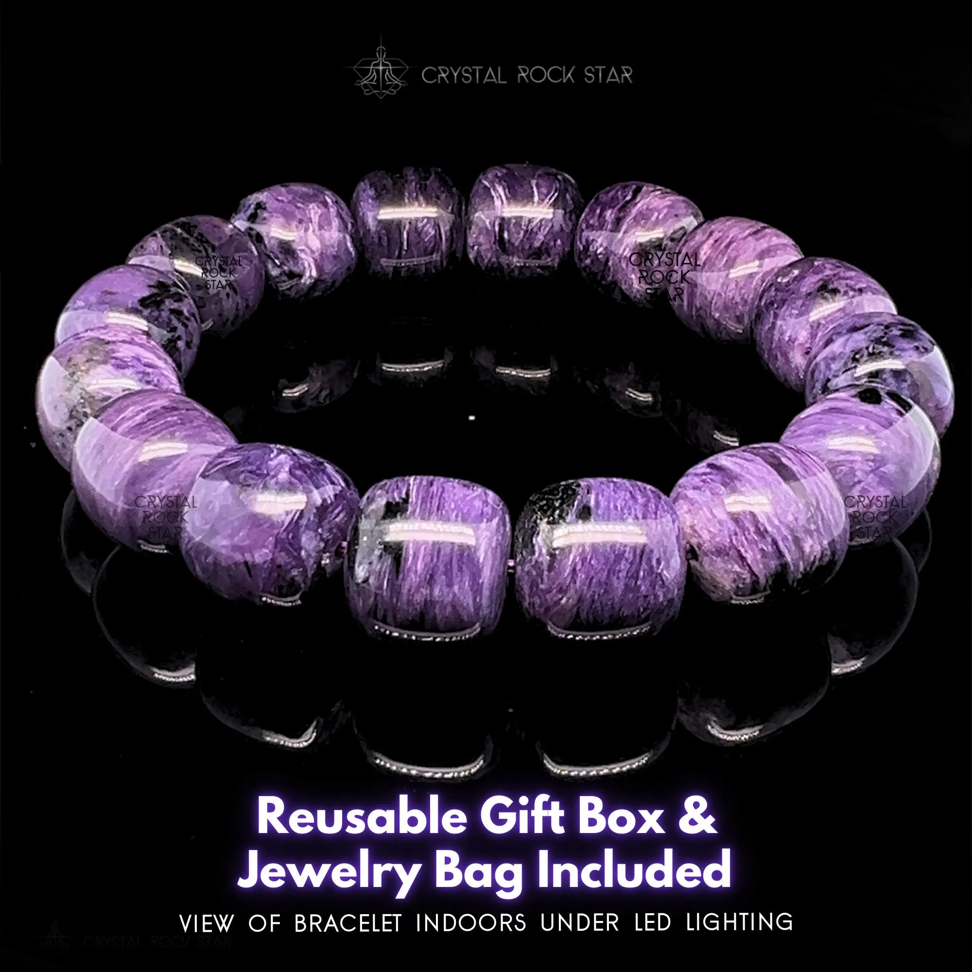 Charoite Power Bracelet 13mm Barrel Beads