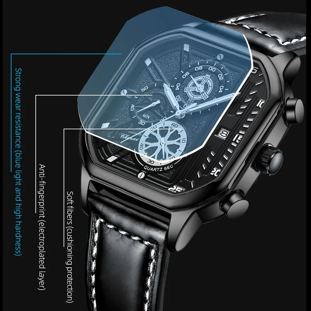 CHENXI Classic Mens Watches Top Luxury Brand Square Dial Date Quartz Wrist Watch Men Waterproof Sport Clock Chronograph