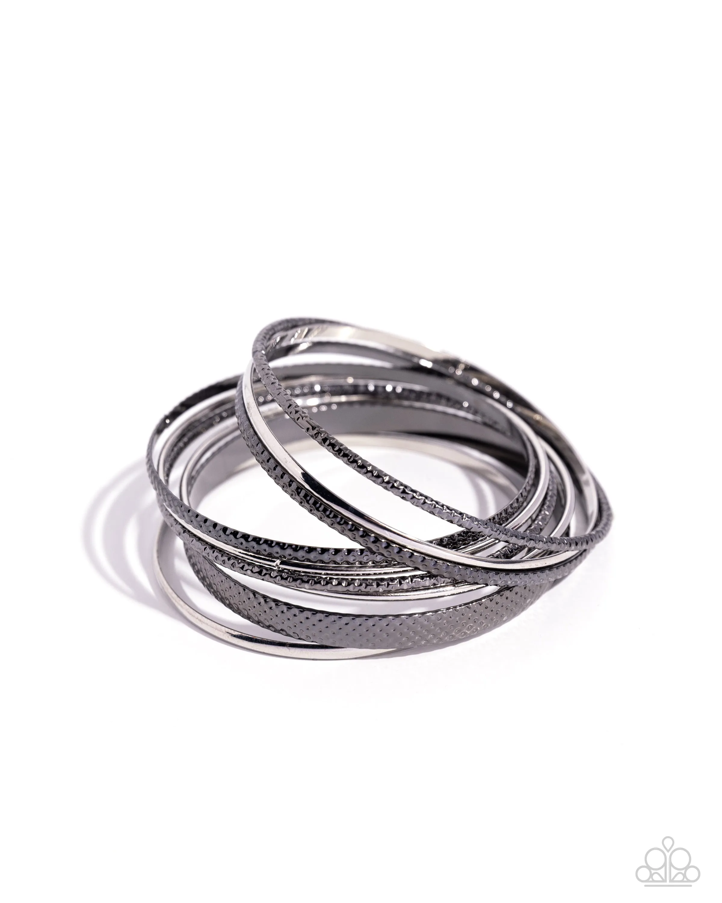 Circlet Circus - Multi - Silver and Gunmetal Mixed Metal Paparazzi Bangle Bracelet