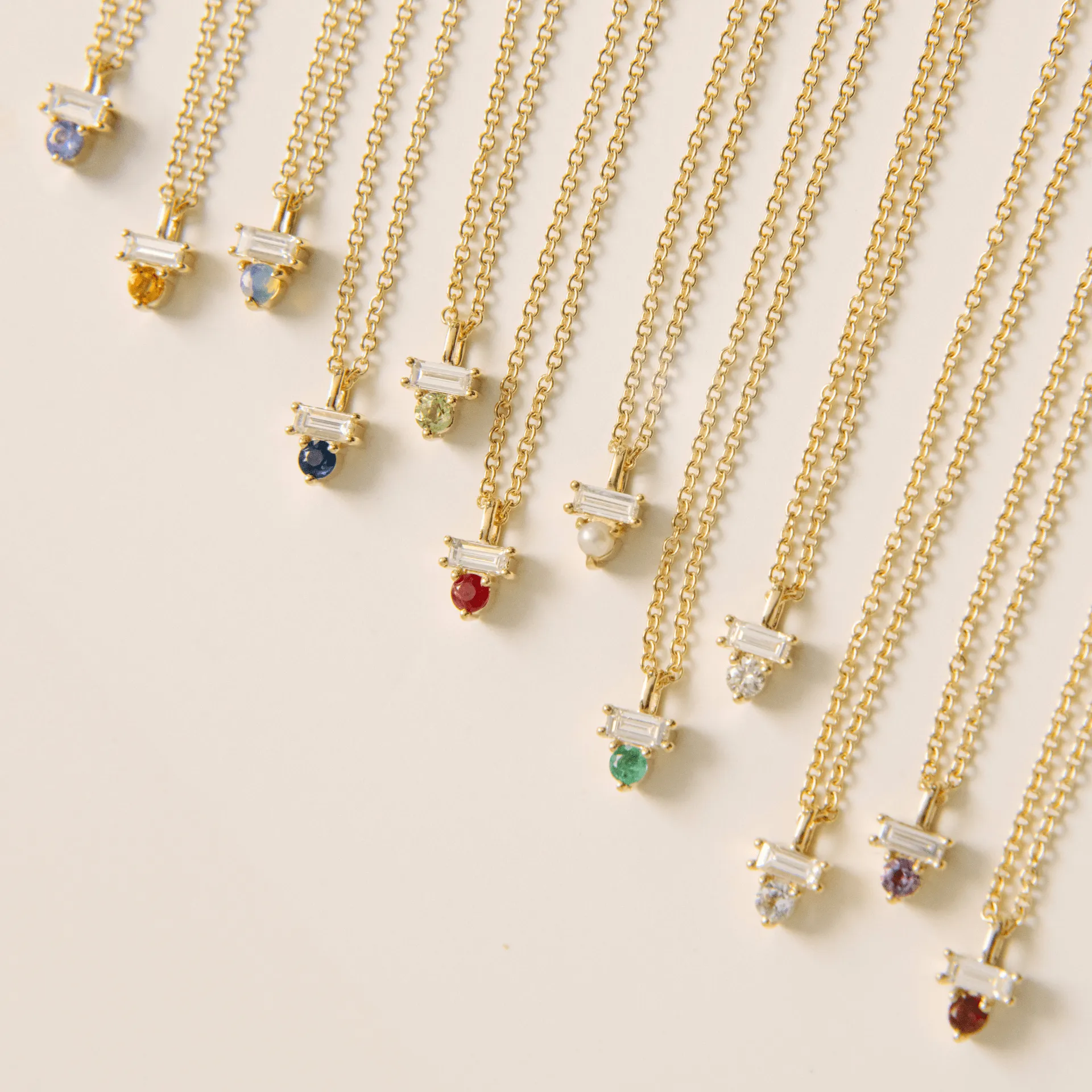 Citrine & Diamond Baguette Necklace