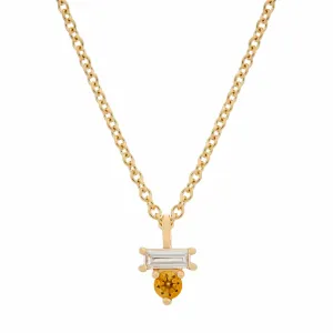 Citrine & Diamond Baguette Necklace
