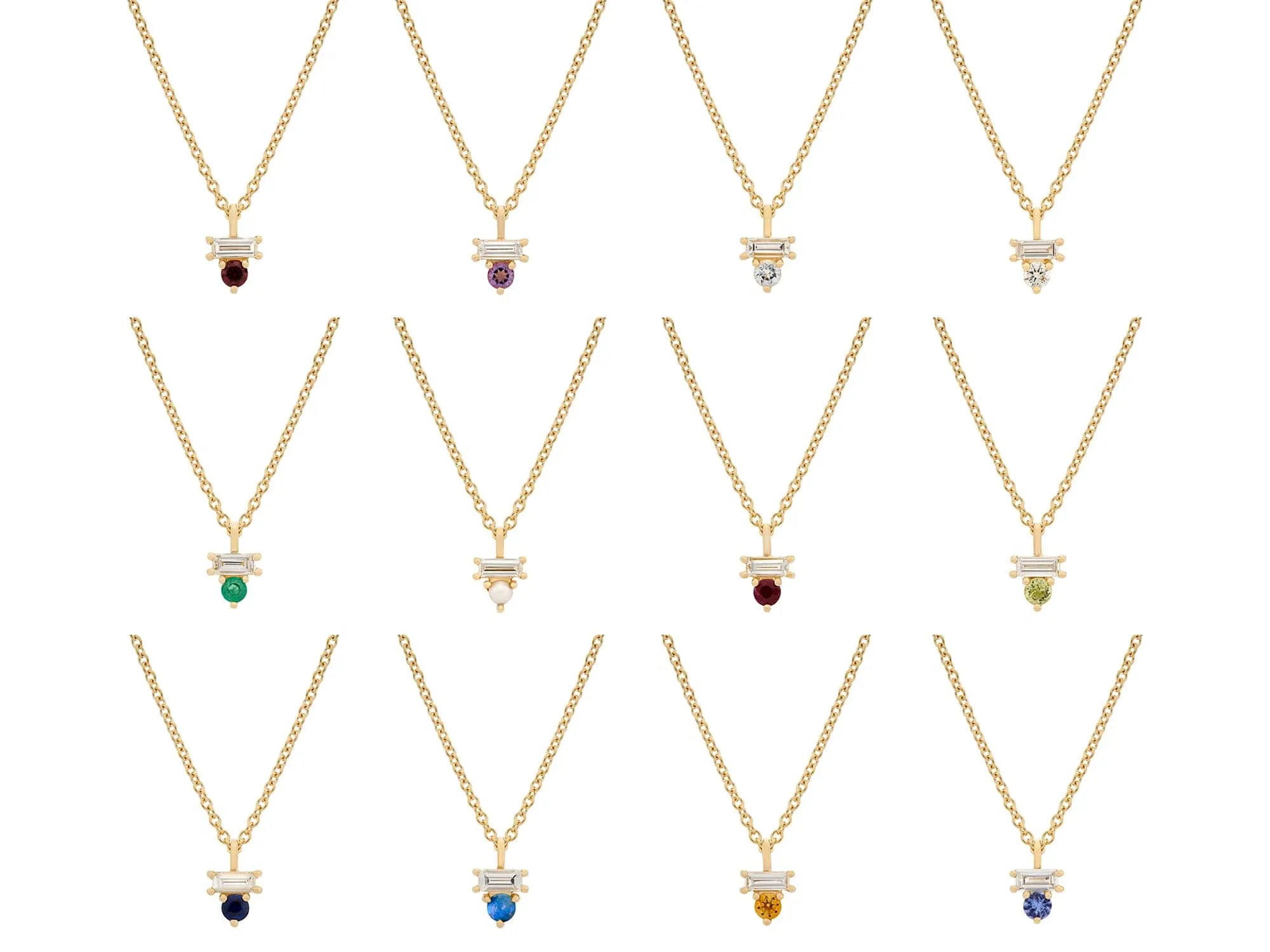 Citrine & Diamond Baguette Necklace
