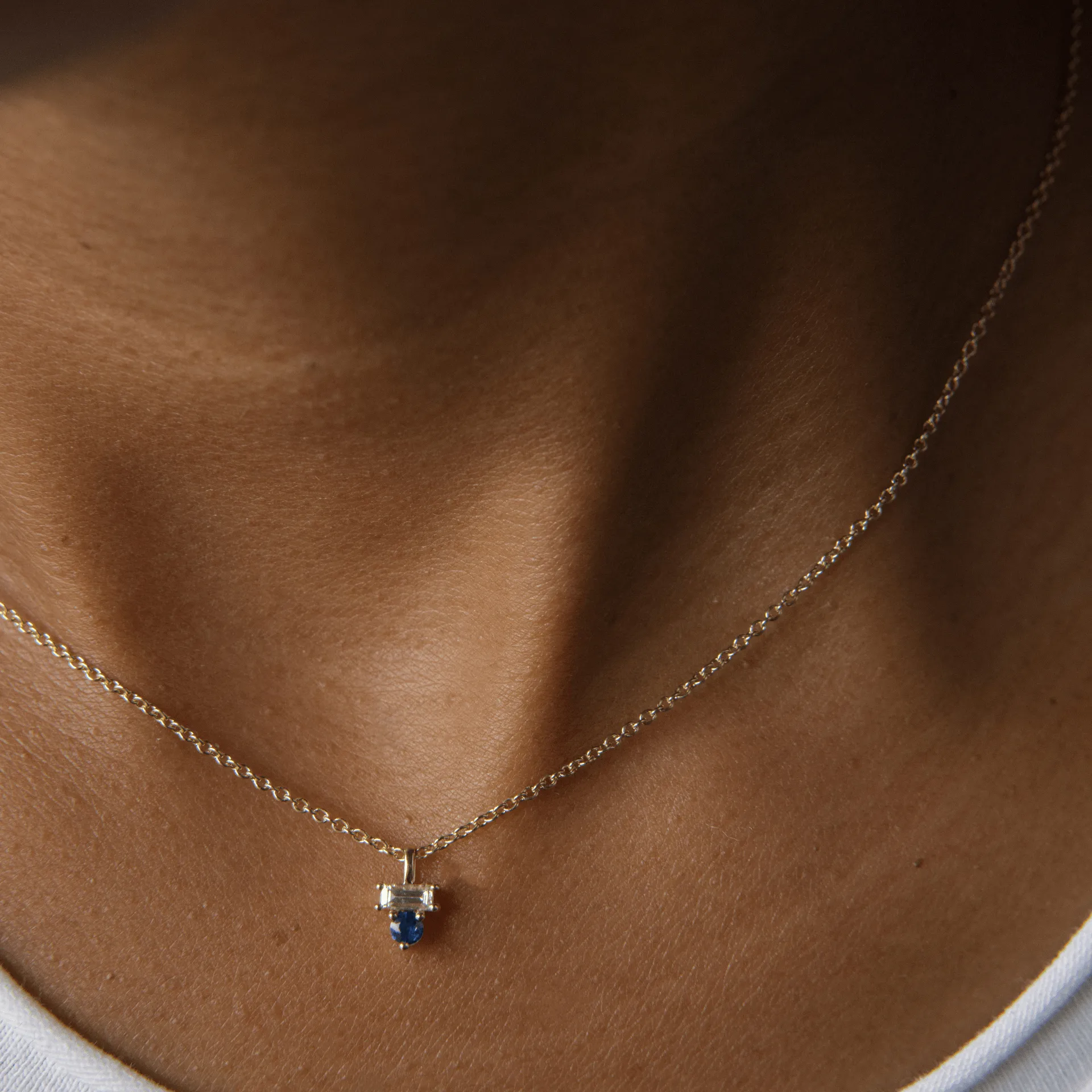 Citrine & Diamond Baguette Necklace