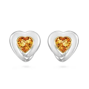 Citrine Heart Earrings in Yellow Gold and Sterling Silver