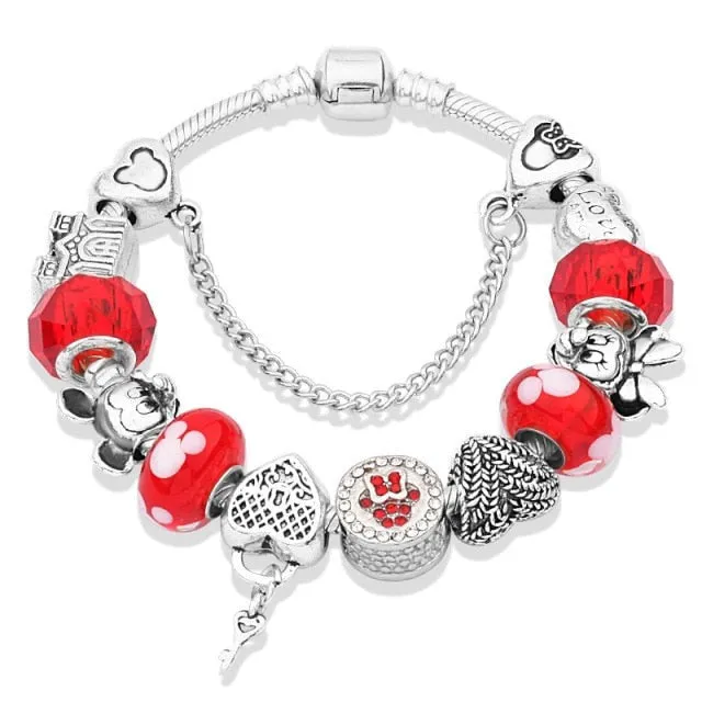 Classic Red Crystal Minnie Pendant Bracelet