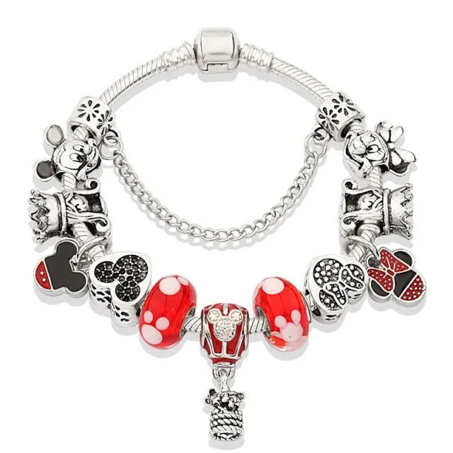 Classic Red Crystal Minnie Pendant Bracelet