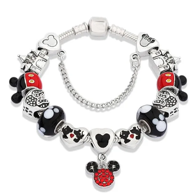Classic Red Crystal Minnie Pendant Bracelet