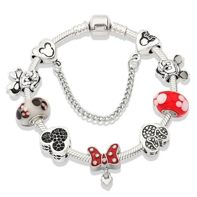 Classic Red Crystal Minnie Pendant Bracelet