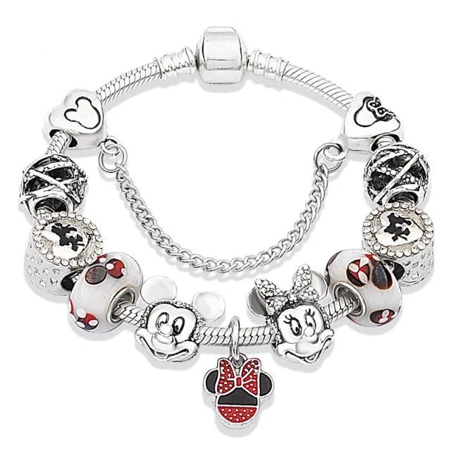 Classic Red Crystal Minnie Pendant Bracelet