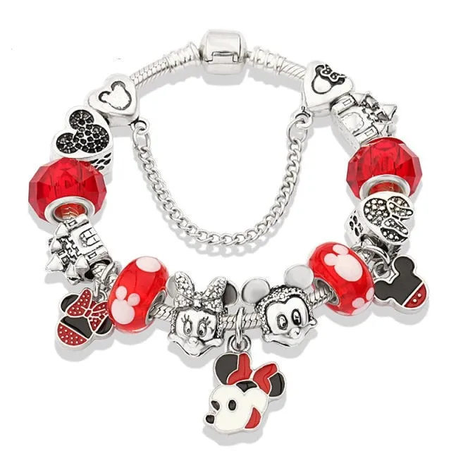 Classic Red Crystal Minnie Pendant Bracelet
