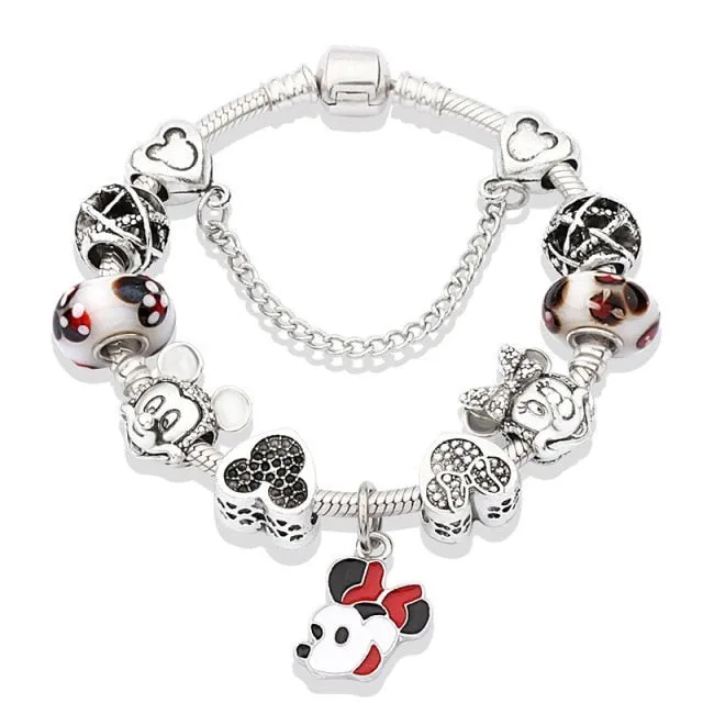 Classic Red Crystal Minnie Pendant Bracelet