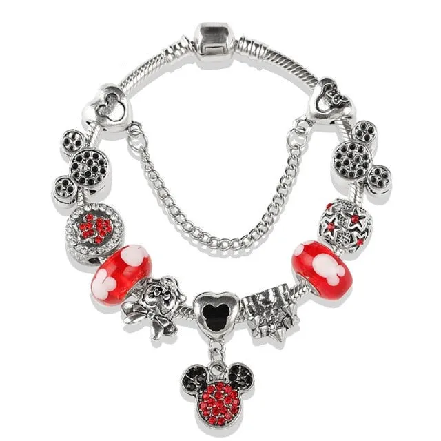 Classic Red Crystal Minnie Pendant Bracelet