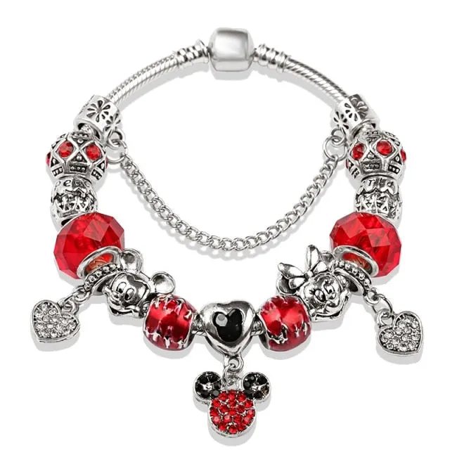 Classic Red Crystal Minnie Pendant Bracelet