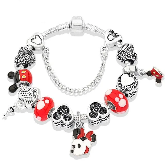 Classic Red Crystal Minnie Pendant Bracelet