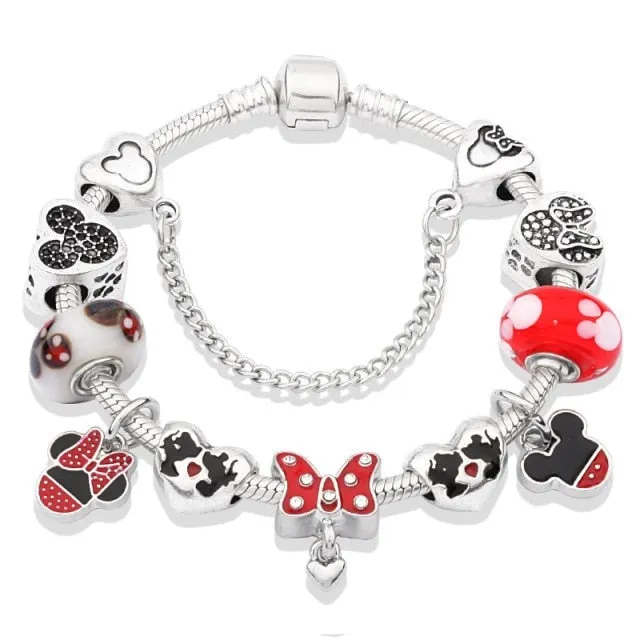 Classic Red Crystal Minnie Pendant Bracelet