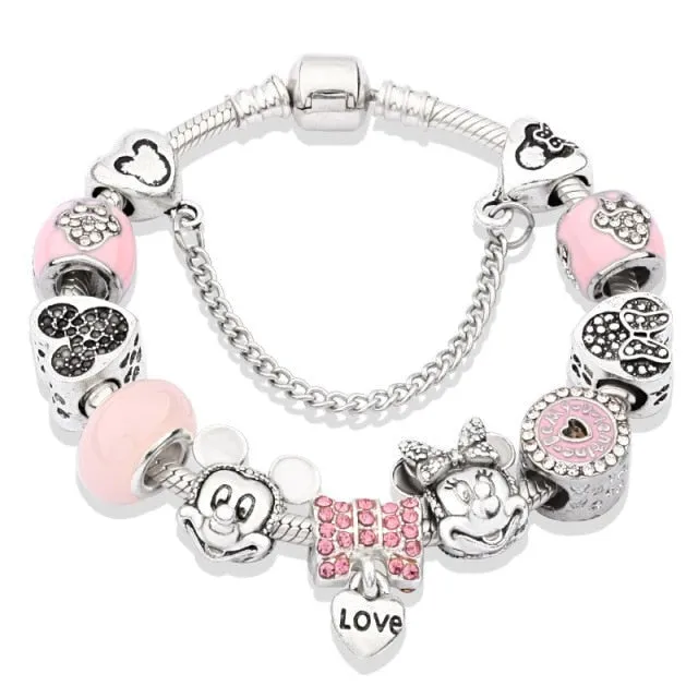 Classic Red Crystal Minnie Pendant Bracelet