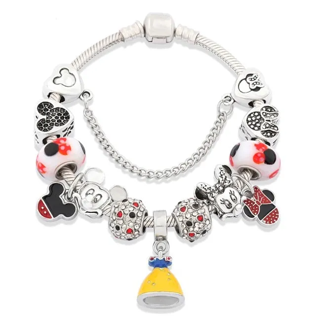Classic Red Crystal Minnie Pendant Bracelet