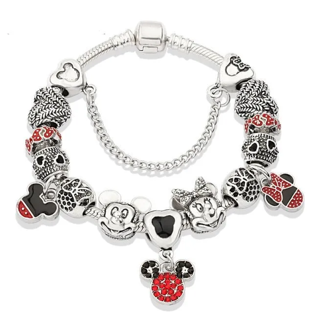 Classic Red Crystal Minnie Pendant Bracelet