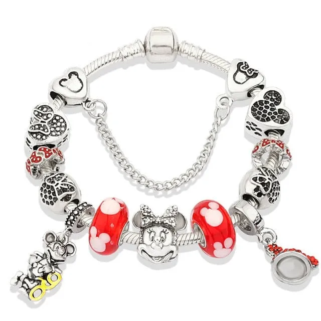 Classic Red Crystal Minnie Pendant Bracelet