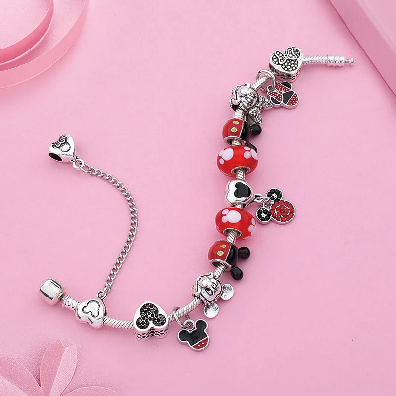 Classic Red Crystal Minnie Pendant Bracelet