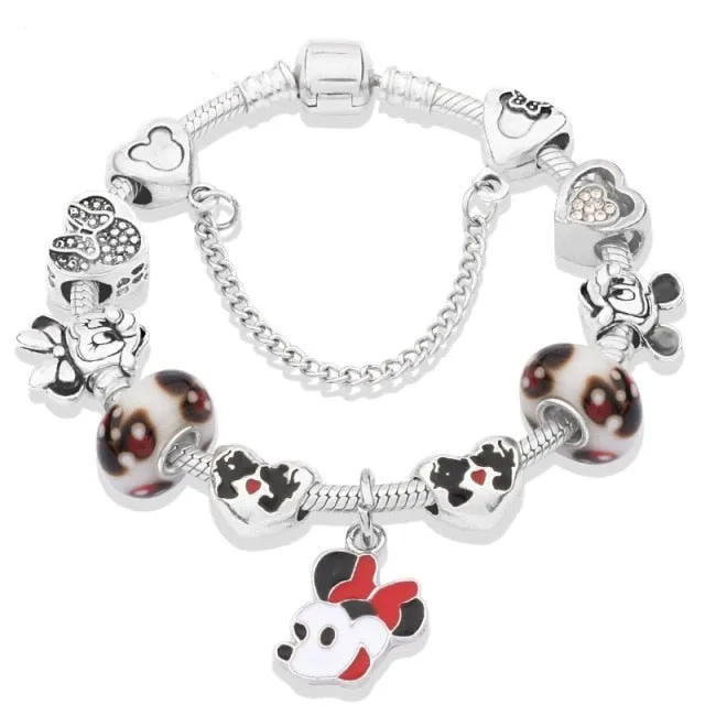 Classic Red Crystal Minnie Pendant Bracelet