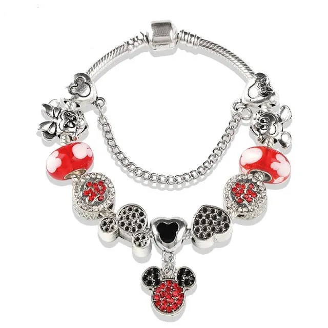 Classic Red Crystal Minnie Pendant Bracelet