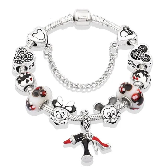 Classic Red Crystal Minnie Pendant Bracelet