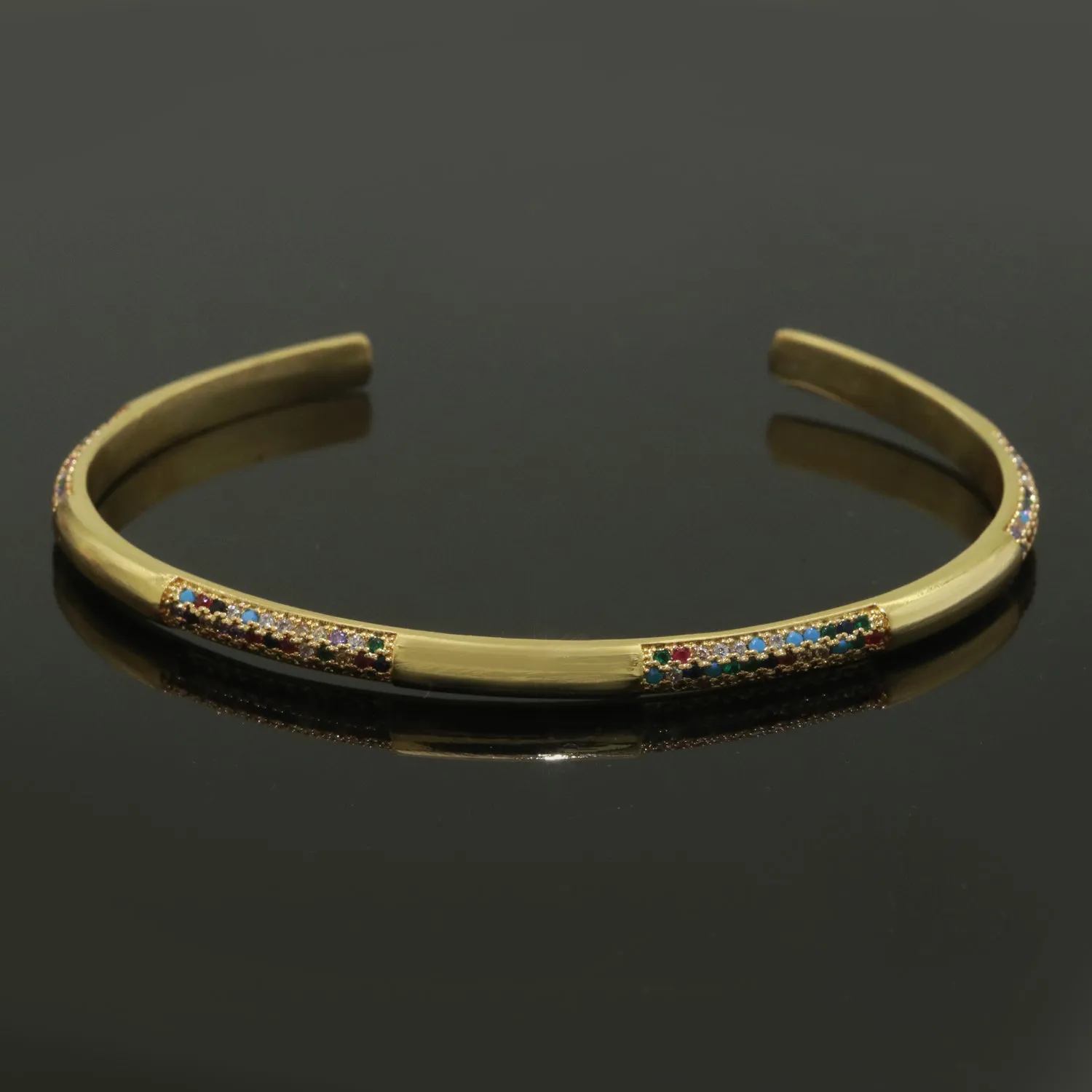 Clearance Pricing BLOWOUT Dainty gold bracelet, thin gold cuff, Rainbow CZ minimalist jewelry, layering jewelry, gift for her, delicate Bangle bracelet WA-185