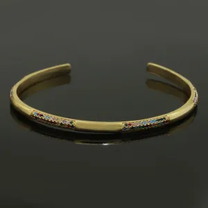 Clearance Pricing BLOWOUT Dainty gold bracelet, thin gold cuff, Rainbow CZ minimalist jewelry, layering jewelry, gift for her, delicate Bangle bracelet WA-185