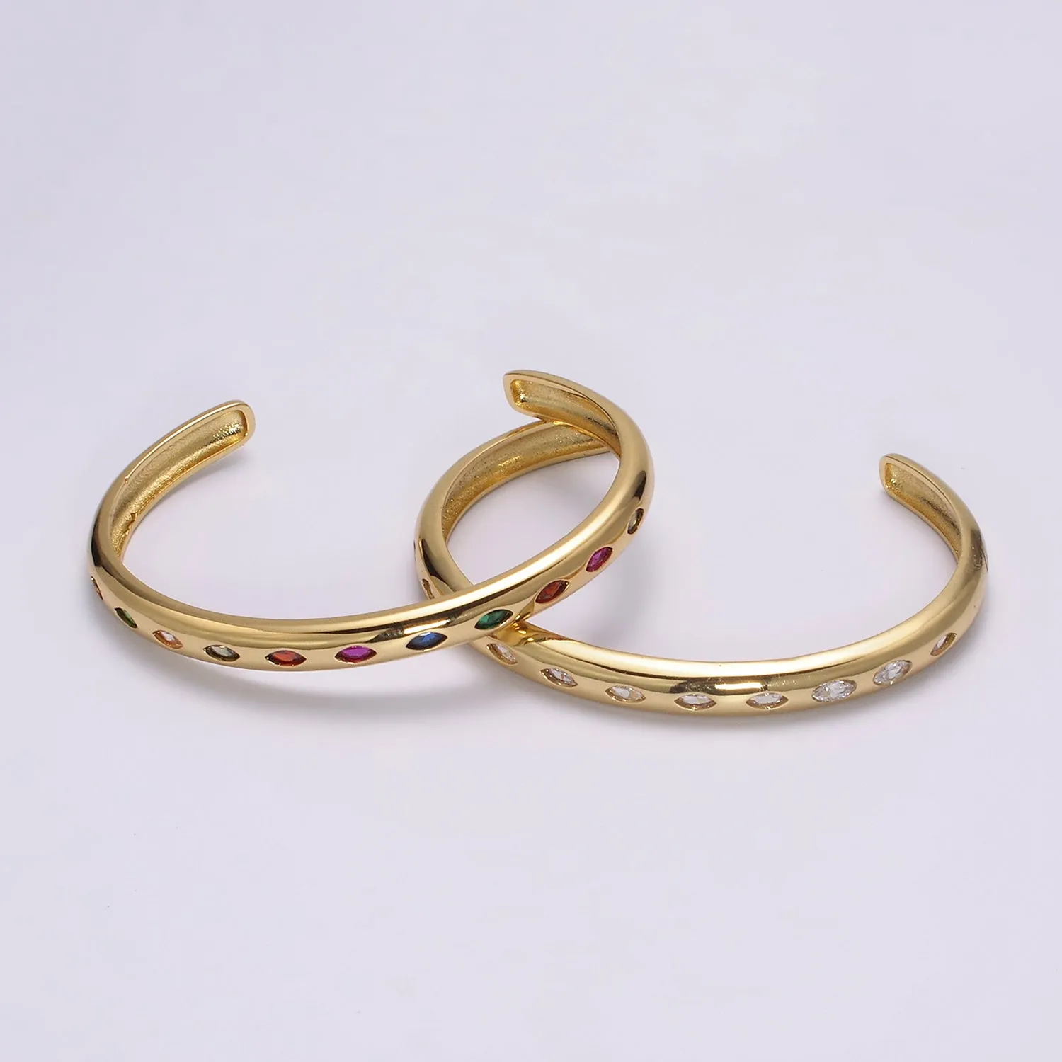 Clearance Pricing BLOWOUT Dainty Gold Color Cz Cuff Bracelet Minimalist Bangle For Stacking Jewelry WA-298 to WA-301 WA-430
