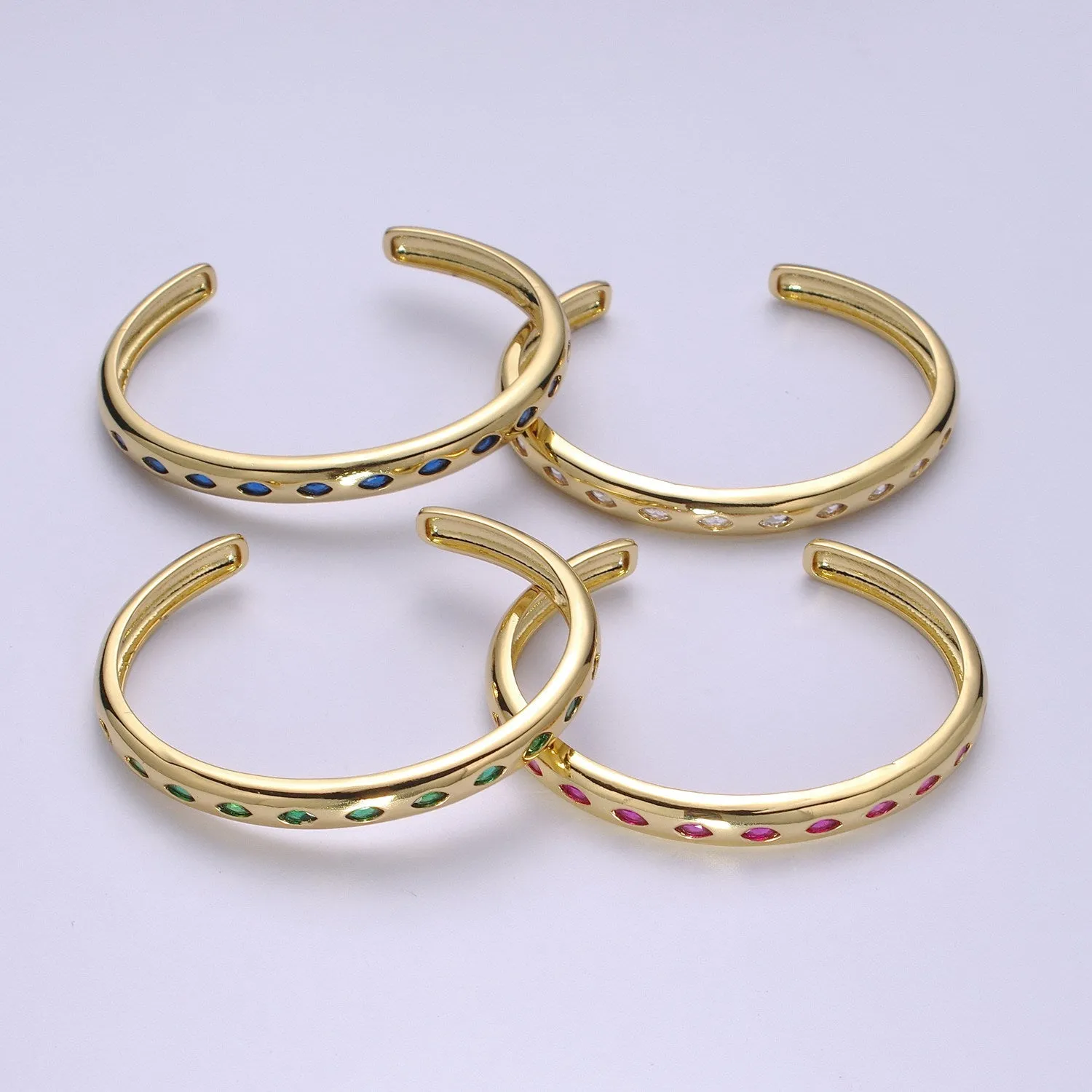Clearance Pricing BLOWOUT Dainty Gold Color Cz Cuff Bracelet Minimalist Bangle For Stacking Jewelry WA-298 to WA-301 WA-430